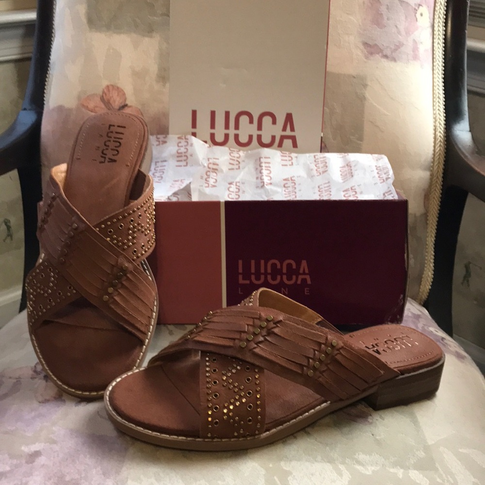 Studded Leather Slides